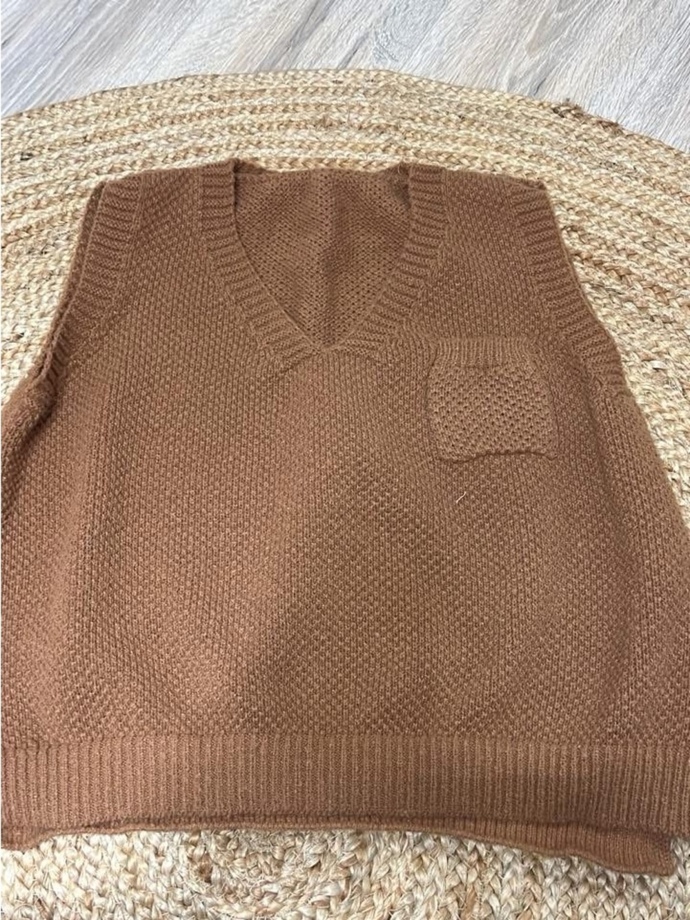 Men's V-Neck Knit Sweater Vest - Brown